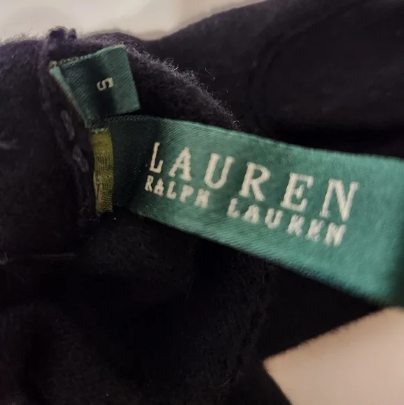 Lauren Ralph Lauren Wool & Cashmere Black Gloves with Button Detail Size Small